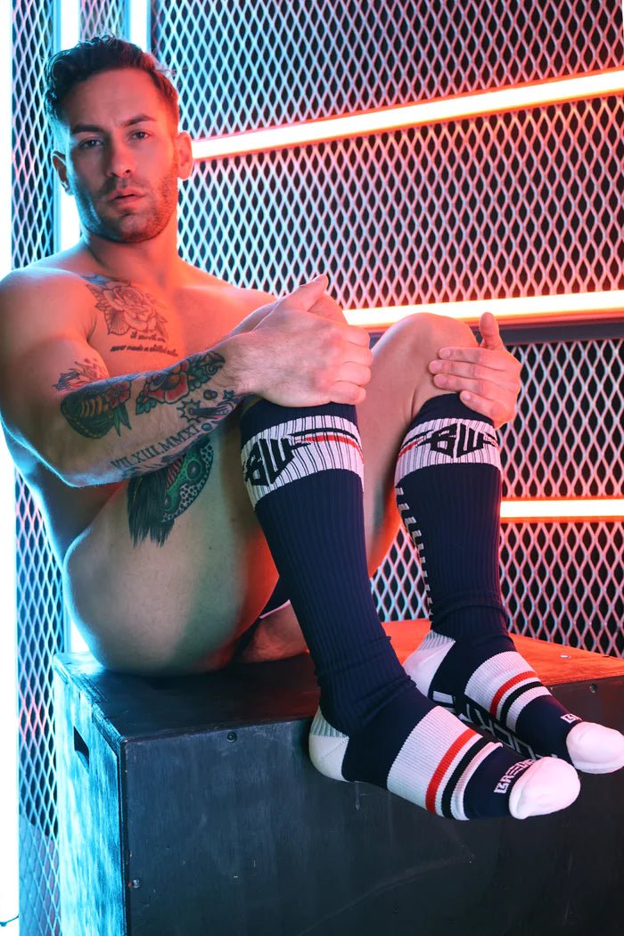 BREEDWELL Long Sock Locker - Room O/S College School Knee Socks Navy Blue 19 - SexyMenUnderwear.com