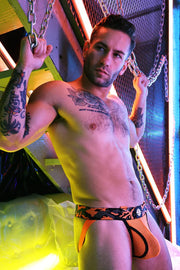 BREEDWELL Neo - Camo Jock With Built - In D - Rings Jockstrap Neon Orange 169