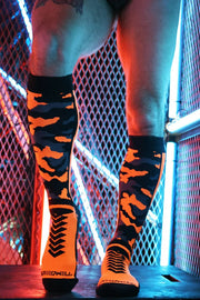 BREEDWELL Neo - Camo Sock Chevron Knee High Long Socks Neon Orange8