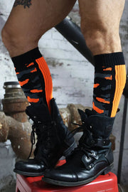 BREEDWELL Neo - Camo Sock Chevron Knee High Long Socks Neon Orange7