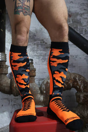 BREEDWELL Neo - Camo Sock Chevron Knee High Long Socks Neon Orange6