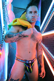 BREEDWELL Pure Pride Thongs Chevron Rainbow Holographic Foil Thong 464