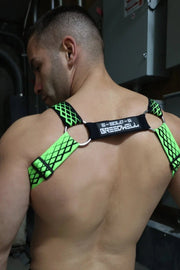 BREEDWELL Revolution Bulldog Harness Premium Hardware Center - Strap Neon Green 216
