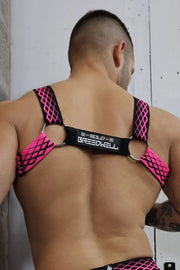 BREEDWELL Revolution Bulldog Harness Premium Hardware Center - Strap Neon Pink 214