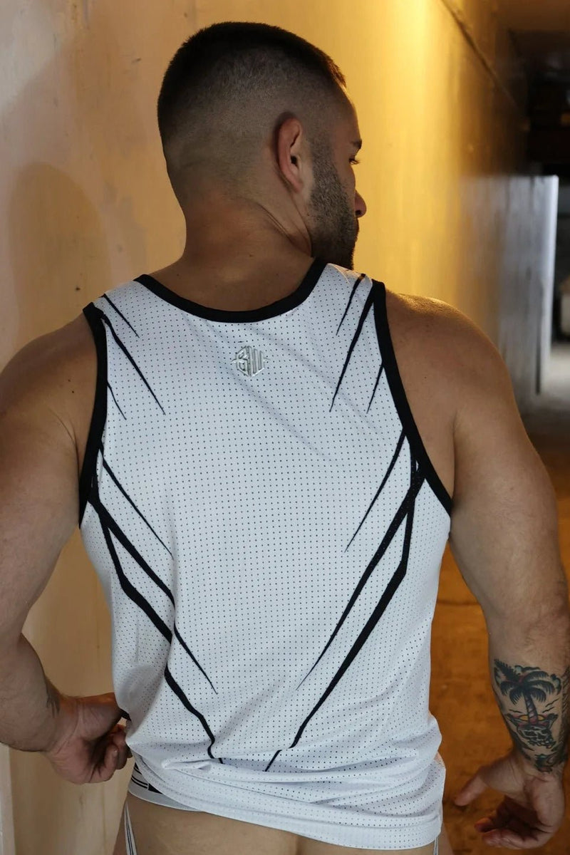 BREEDWELL Revolution Tank Top 4 - Way Stretch Athletic Mesh White 444