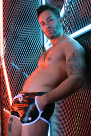 BREEDWELL Transistor Shorts Perforated Vegan Leather Short in Black 318