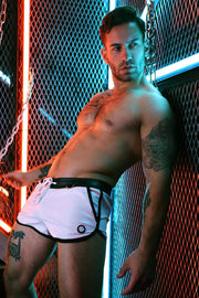 BREEDWELL Transistor Shorts Perforated Vegan Leather Short in White 312