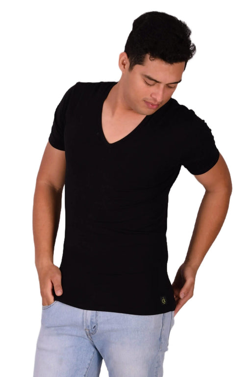 Calvin Klein Cotton Stretch V - Neck Black T-Shirt MX16 - SexyMenUnderwear.com