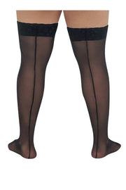 CandyMan Mens Mesh Thigh Highs With Matching Lace in Black 99533X O/S 35