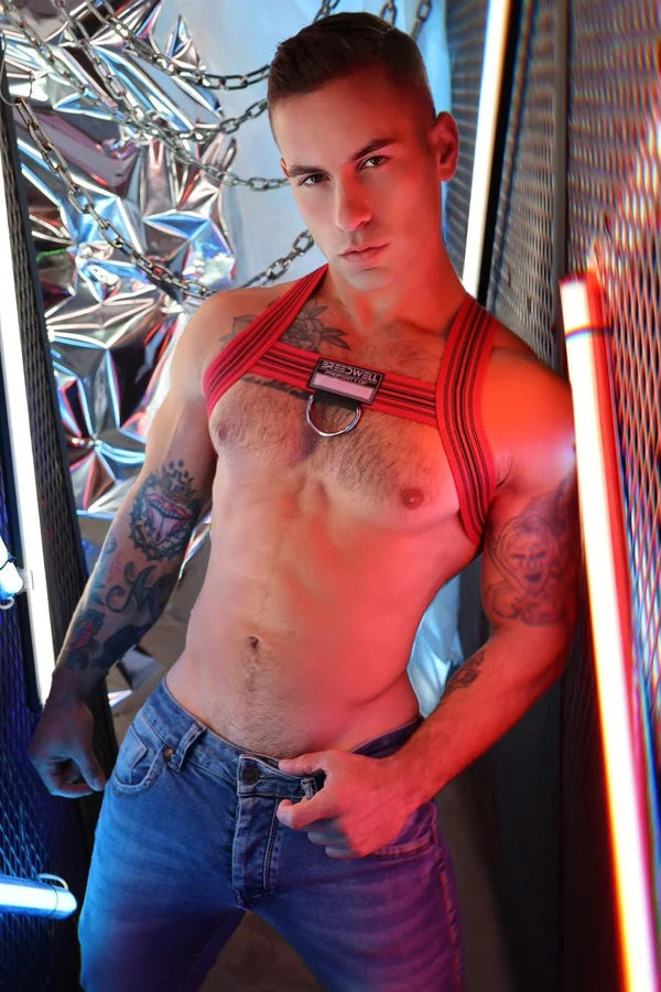 BREEDWELL Cumdump Bulldog Harness Soft Woven Nylon in Red 25