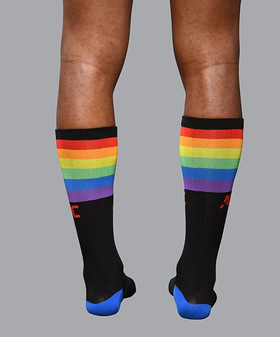 Andrew Christian Gay Pride Stripe Long Socks Multi-Colors One Size 8565 30