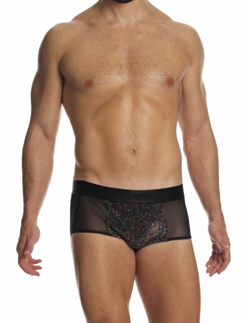 Delusion Boxer Elastic Knitted Lurex Yarns Black Jacquard 02521 B873