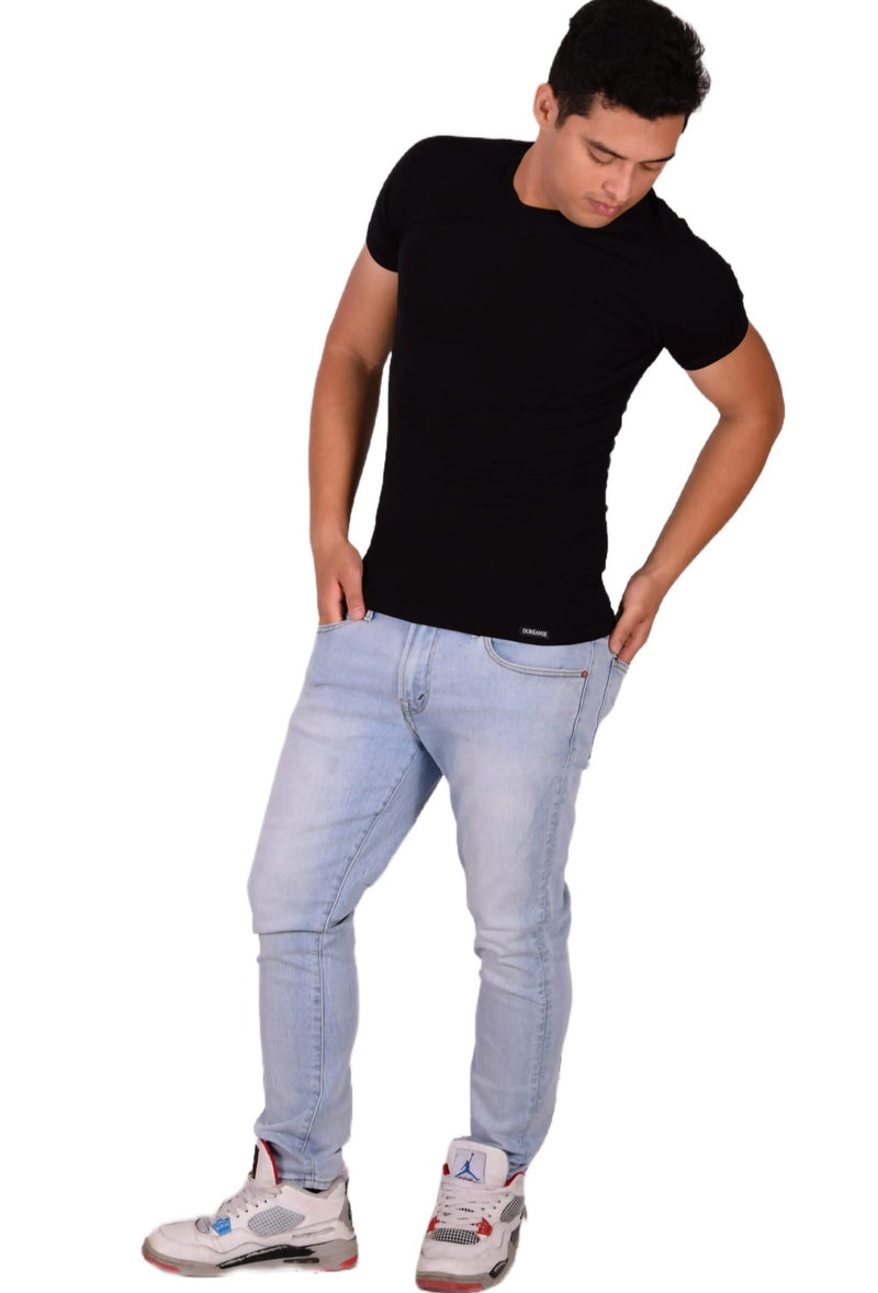 DOREANSE T-Shirt Basic Crew Neck Short Sleeved Black 2550 4A2