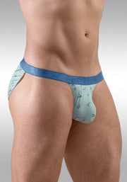 ErgoWear Bikini Brief SLK SE Micro Mesh Tanga Briefs in Blue Frost Birds 1777 842