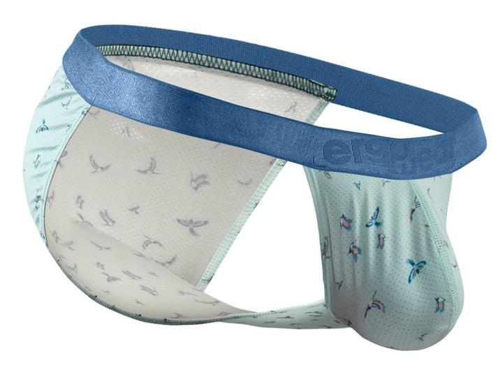 ErgoWear Bikini Brief SLK SE Micro Mesh Tanga Briefs in Blue Frost Birds 1777 844
