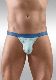 ErgoWear Bikini Brief SLK SE Micro Mesh Tanga Briefs in Blue Frost Birds 1777 843