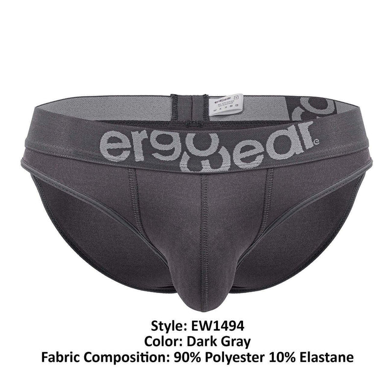 ErgoWear HIP Bikini Brief Stretchy Low - Rise Briefs Seamed Pouch Shark Gray 14947
