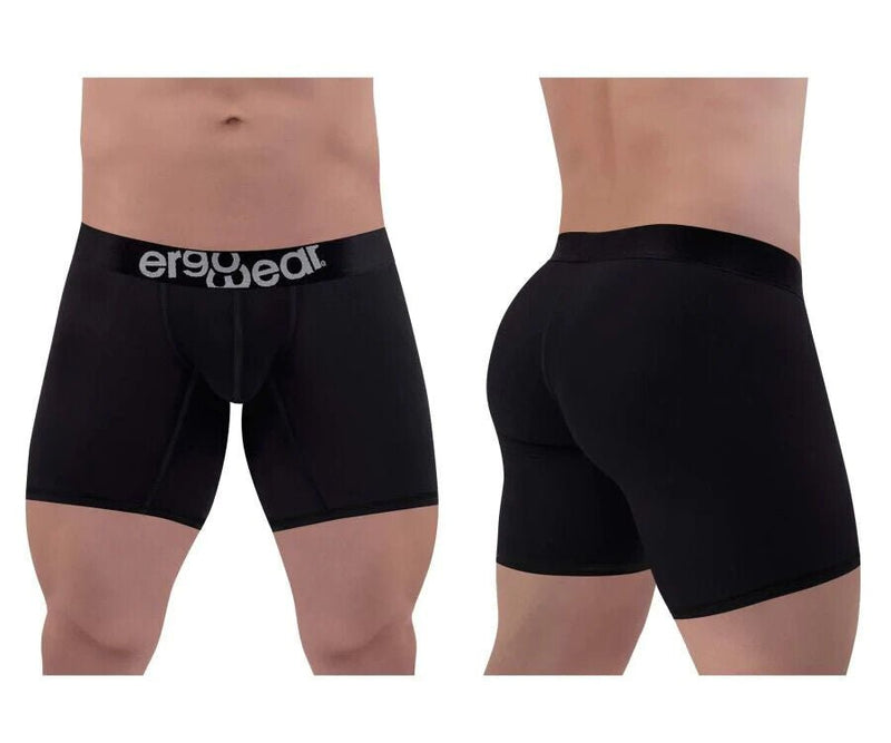 ErgoWear Long Boxer Briefs MAX Cotton Full Coverage Mid - Cut Black 1485 953