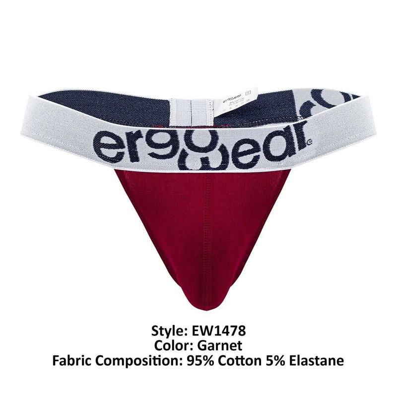 ErgoWear MAX Cotton Thong Low - Rise Snug Fit Thong Red Garnet 14785