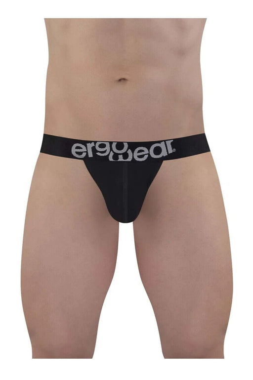 ErgoWear MAX Cotton Thongs Sporty Edge Black Low - Rise Thong 1482 89 - SexyMenUnderwear.com