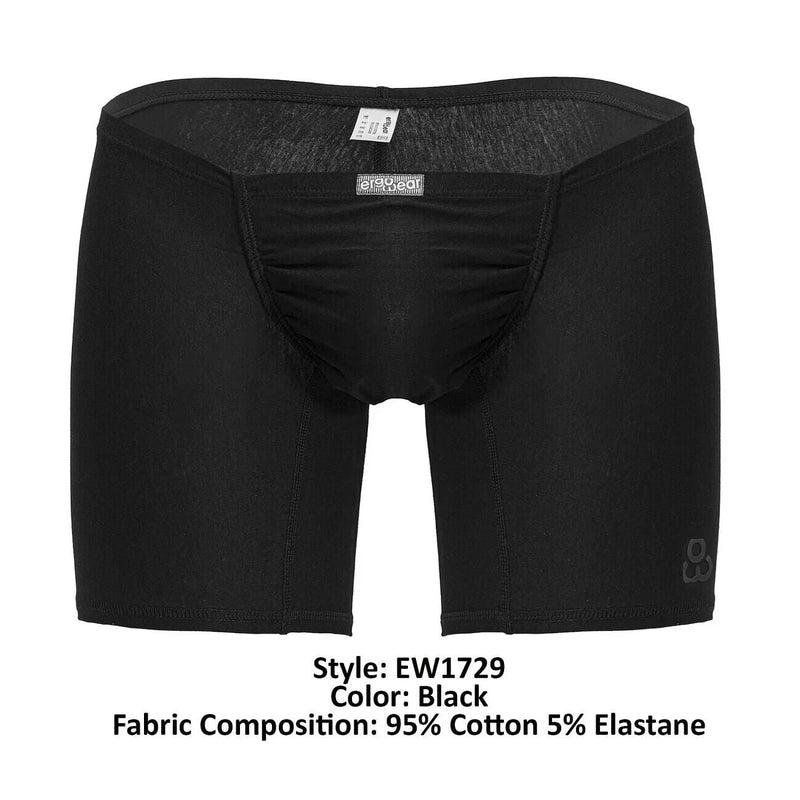 ErgoWear Mid - Cut Boxer Briefs Feel GR8 Cotton Long Boxer in Classic Black 17298