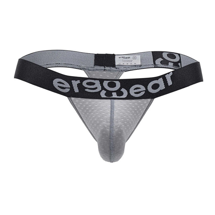 ErgoWear Thong MAX Flow 3D Pouch Micro - Perforated Mens String Gray 1682 - SexyMenUnderwear.com