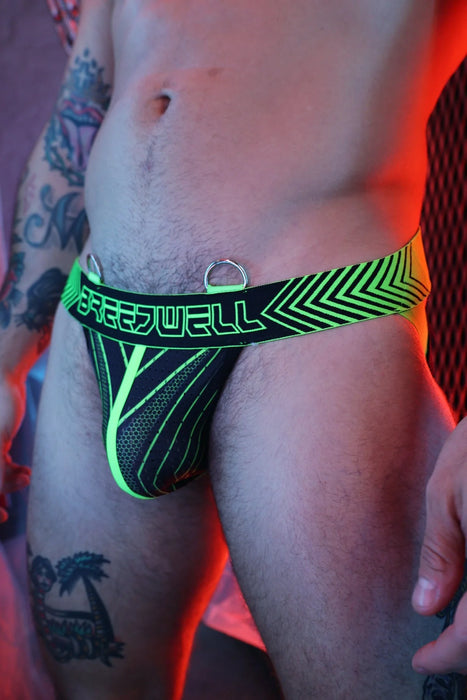 BREEDWELL Jockstrap Futura Chevron Jacquard Neon Green Jock 51