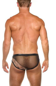 Gregg Homme Briefs With Maximiser Pouch Sheer Side Black Cobra Print 201023 G69A5