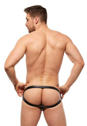 Gregg Homme Jock Solid Gold Rings & Front Zipper Black Jockstrap 190834 G69A5