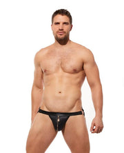 Gregg Homme Jock Solid Gold Rings & Front Zipper Black Jockstrap 190834 G69A4