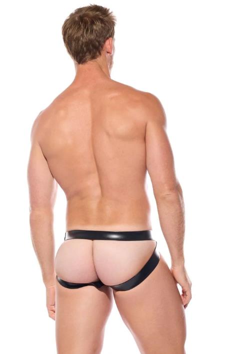 Gregg Homme PYTHON Jockstrap Adjustable Snaps Faux Leather Black 210734 G1424