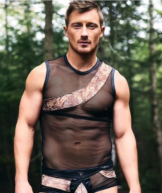 Gregg Homme Tank Top COBRA Muscle Shirt Stretch See - Through in Black 201022 GT21