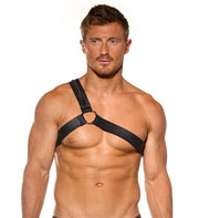 GREGG HOMME Thorn Harness With Large Metal Ring in Black Faux - Leather 200060 G691