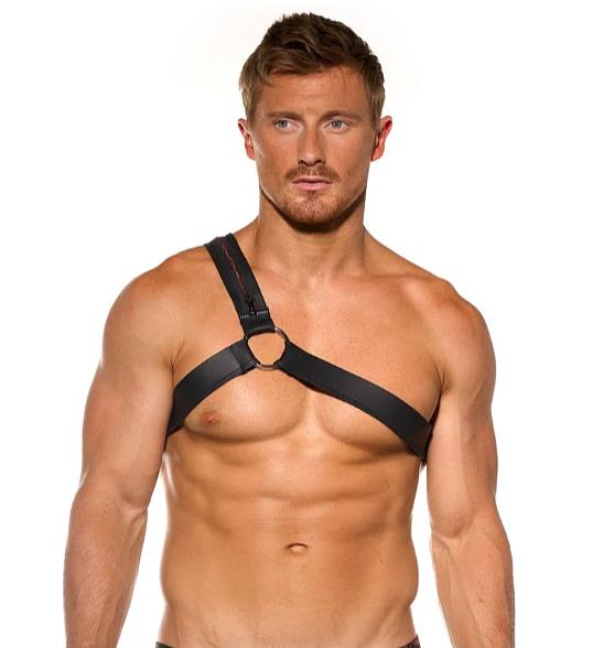 GREGG HOMME Thorn Harness With Large Metal Ring in Black Faux - Leather 200060 G691