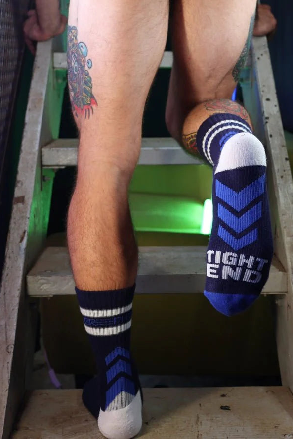 BREEDWELL Gymnetixxx Crew Socks Cotton Nylon Mid-Calf Sock in Navy 6