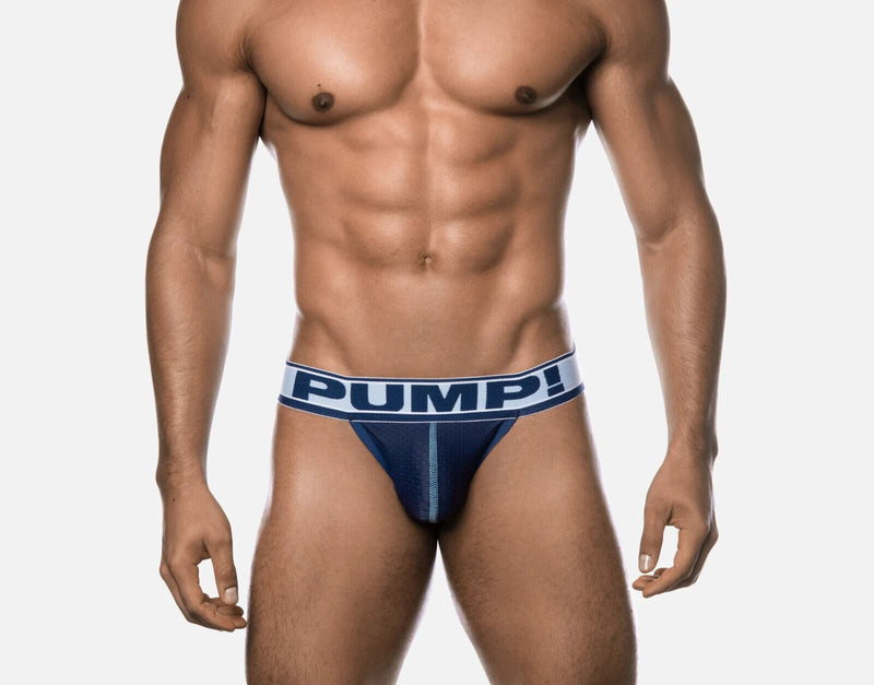 Jock PUMP! Navy Mesh Cup Blue Steel Jockstrap Elastic Waistband 15024 375