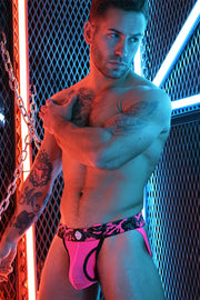 Jockstrap BREEDWELL Neo - Camo Jock Built in D - Rings Neon Pink 1410