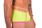 Large Garcon Model Boxer Trunk Neon Yellow Pink 33