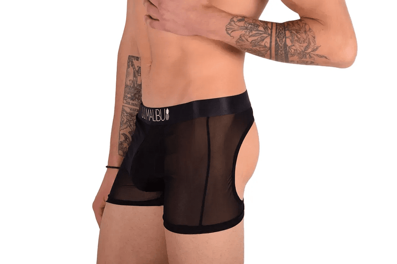 LARGE JJ MALIBU Sheer Opened Back Boxer Briefs Backless 25