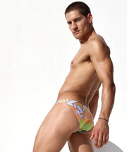 Large RUFSKIN Swim Briefs Paradis Faux Fly Branded Rivet Stretch Microfiber 582