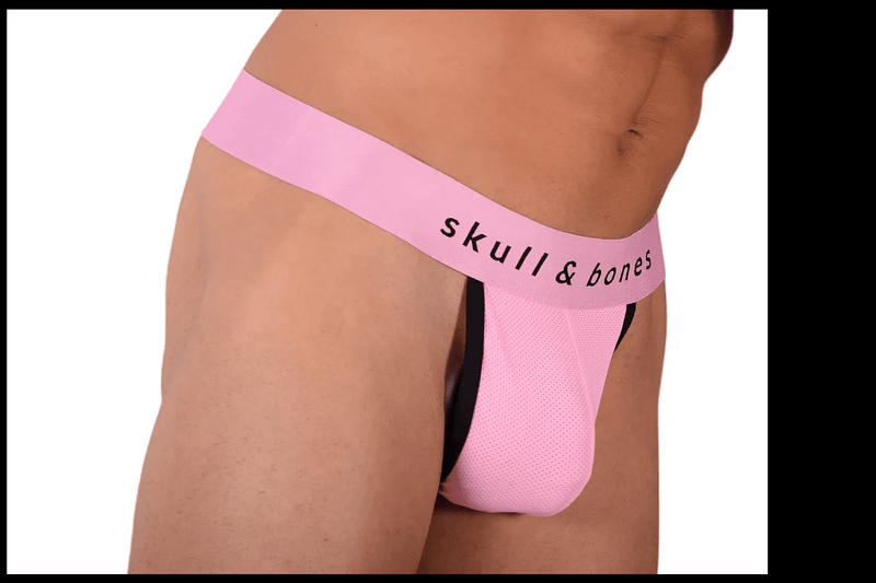Large SKULL & BONES Jockstrap Limited Edition Pink Mesh 23