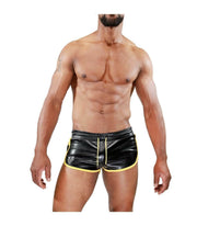Leather - Look Short TOF PARIS Cruise Delux Shorts Black & Yellow 235