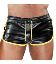 Leather - Look Short TOF PARIS Cruise Delux Shorts Black & Yellow 232