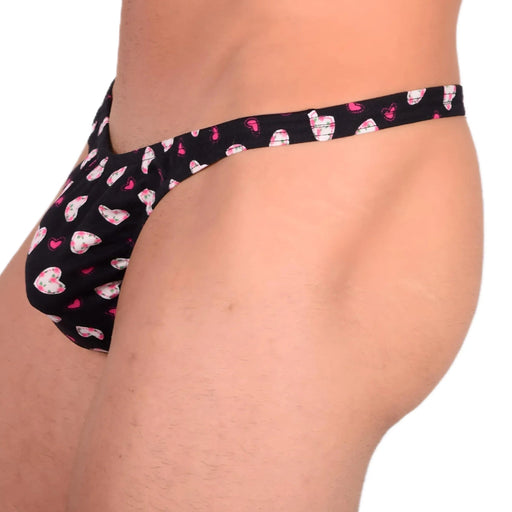 M SMU Sensual Thong Black/Pink Hearts 33592 MX132