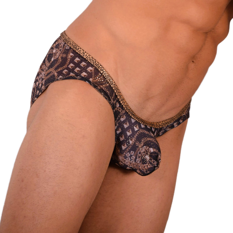 M SMU Sexy Black Gold Brief 33915 MX186