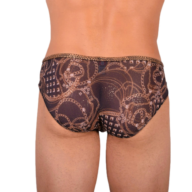 M SMU Sexy Black Gold Brief 33915 MX183