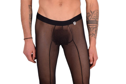 Malebasics MOB Mesh Tights Sheer Legging Black MBL63 10 - SexyMenUnderwear.com