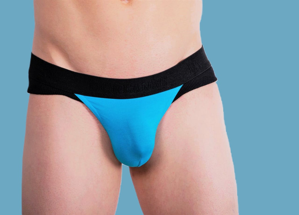 DOREANSE Mens Thong  Warrior Pouch Stretchy Fabric Turquoise-Black 1258 11