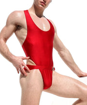 Medium RUFSKIN Swimwear BASILE Swim - Brief Bodysuit Singlet Chrome Buckle Red 707