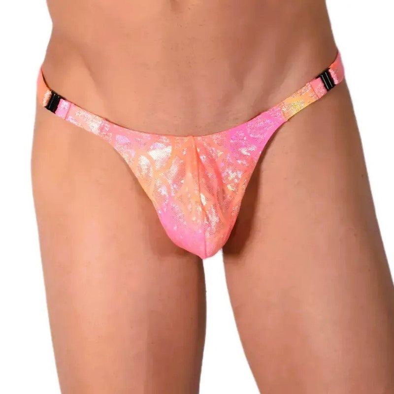 MEDIUM SMU Detachable Tanning Thong Pink/Yellow 33493 MX131